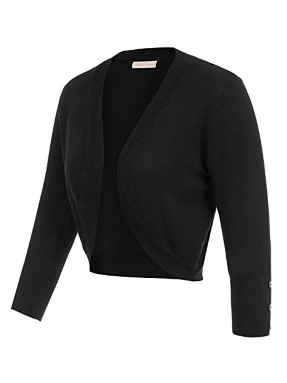 3/4 Sleeve Cropped Cardigan Shrug Open Front Knit Bolero